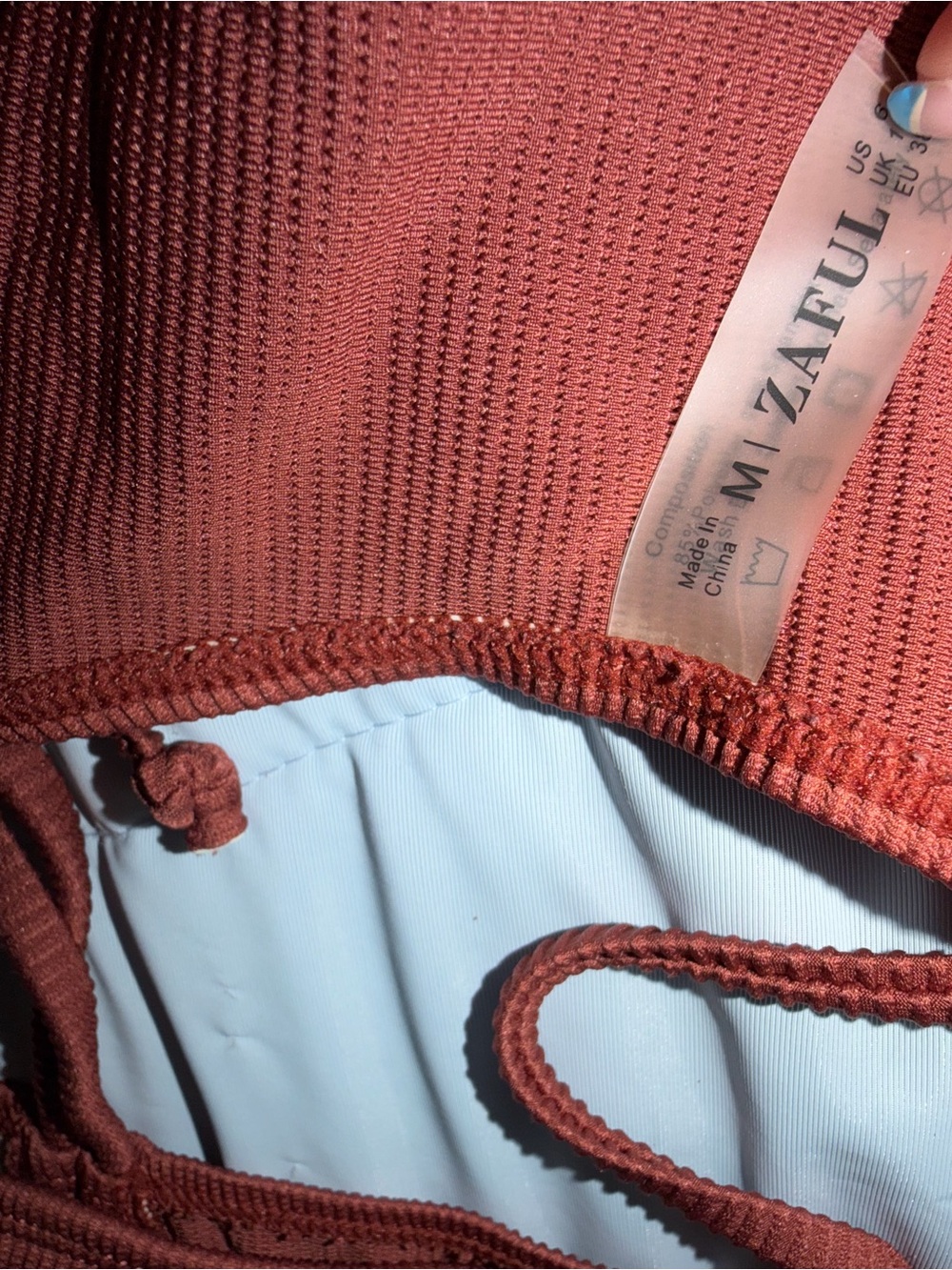 Zaful Rust Ribbed Bikini Set - Picture 3 of 5